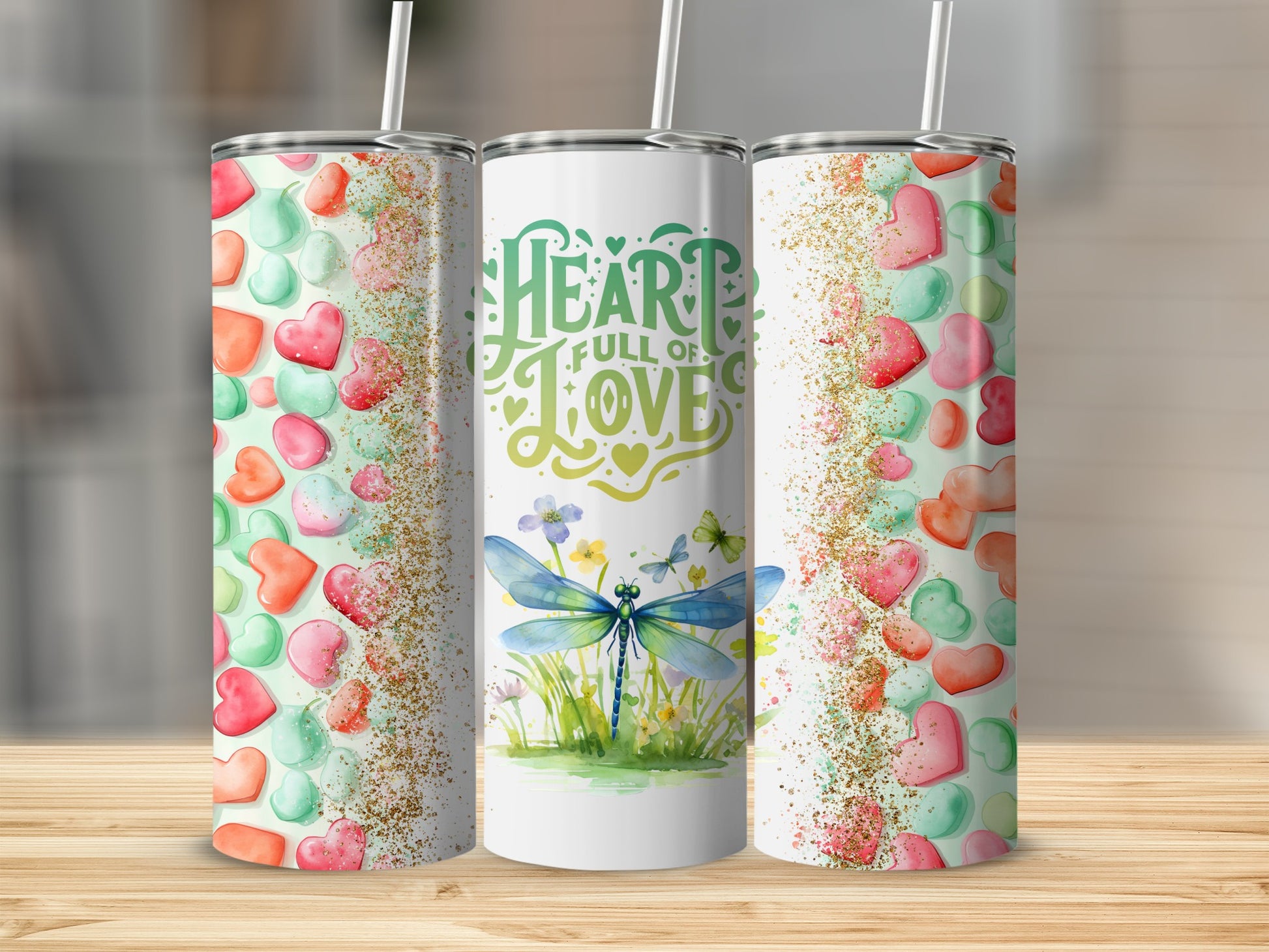 Heart Full of Love Cute Colorful Heart Design Tumbler
