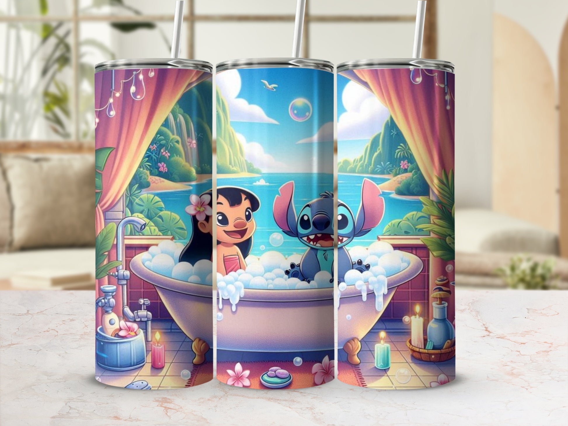 Cute Cartoon Design Lilo and Stitch Inspired Tumbler
