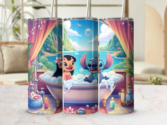Cute Cartoon Design Lilo and Stitch Inspired Tumbler