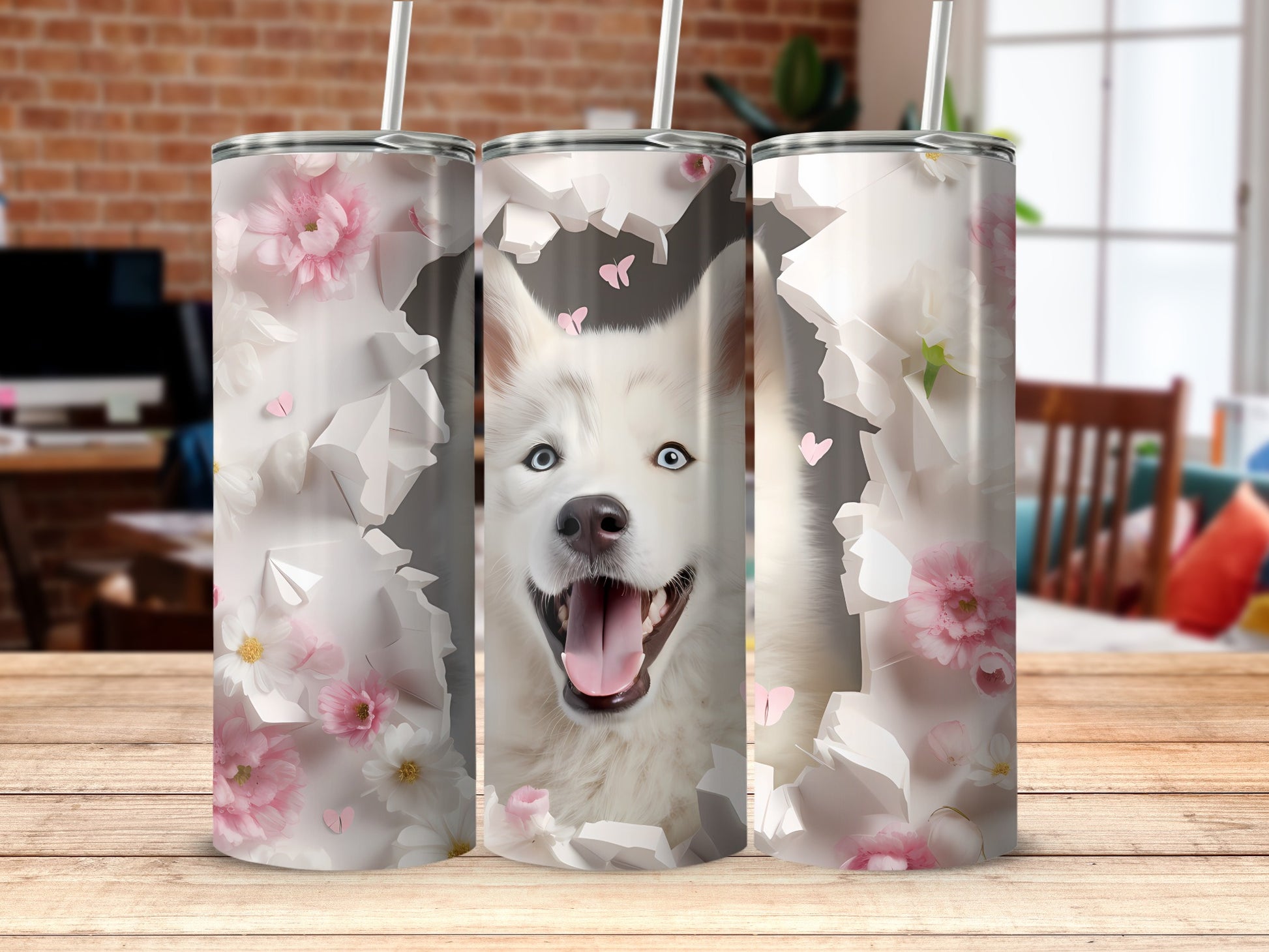 White Husky Dog Happy Flowers Hearts Design Product Type
Husky Dog, White Husky, Happy Dog, Dog Lover, Pet Owner, Floral Design, Pink Flowers, White Flowers, Heart Shapes, Paper Tear, Ripped Paper, Tumbler, Insulated Tumbler, Drinkware, Beverage Holder, Cute Dog, Animal Design, Spring Vibes, Unique Gift, White Pink Design