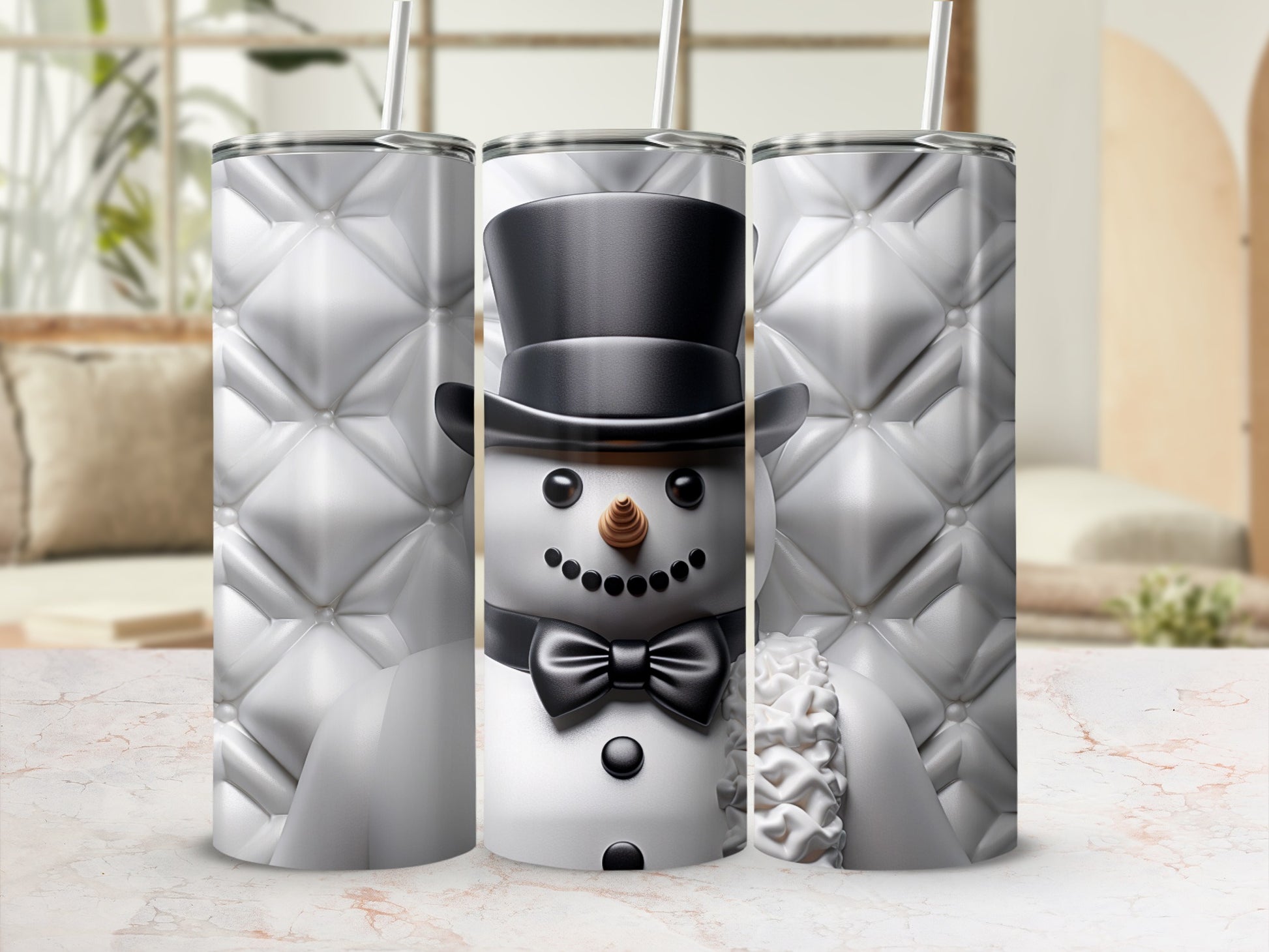 Festive Snowman Design Double-Wall Insulated Tumbler