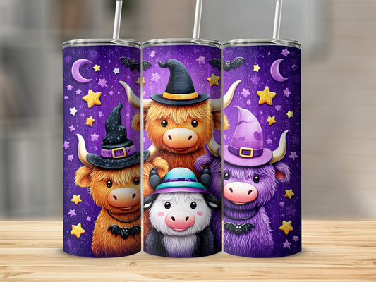 Cute Cartoon Highland Cows Halloween Tumbler Cups