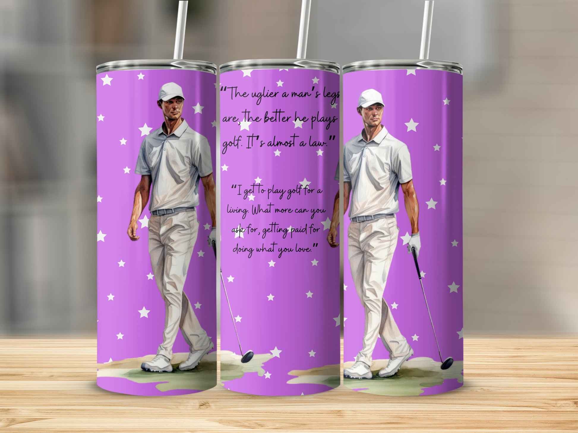 Golf Tumbler with Motivational Sport Quotes Design