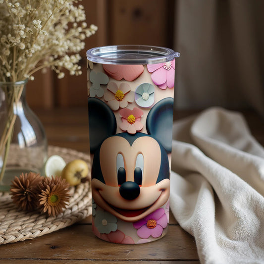 Floral Mickey Mouse-themed tumbler for everyday use