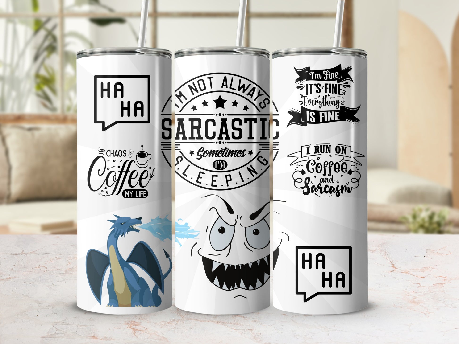 Sarcastic Coffee Lover Dragon Design Tumbler