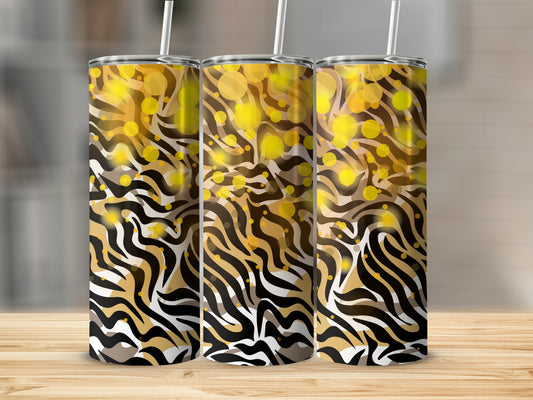 Abstract Zebra Pattern with Yellow Accents Drinkware