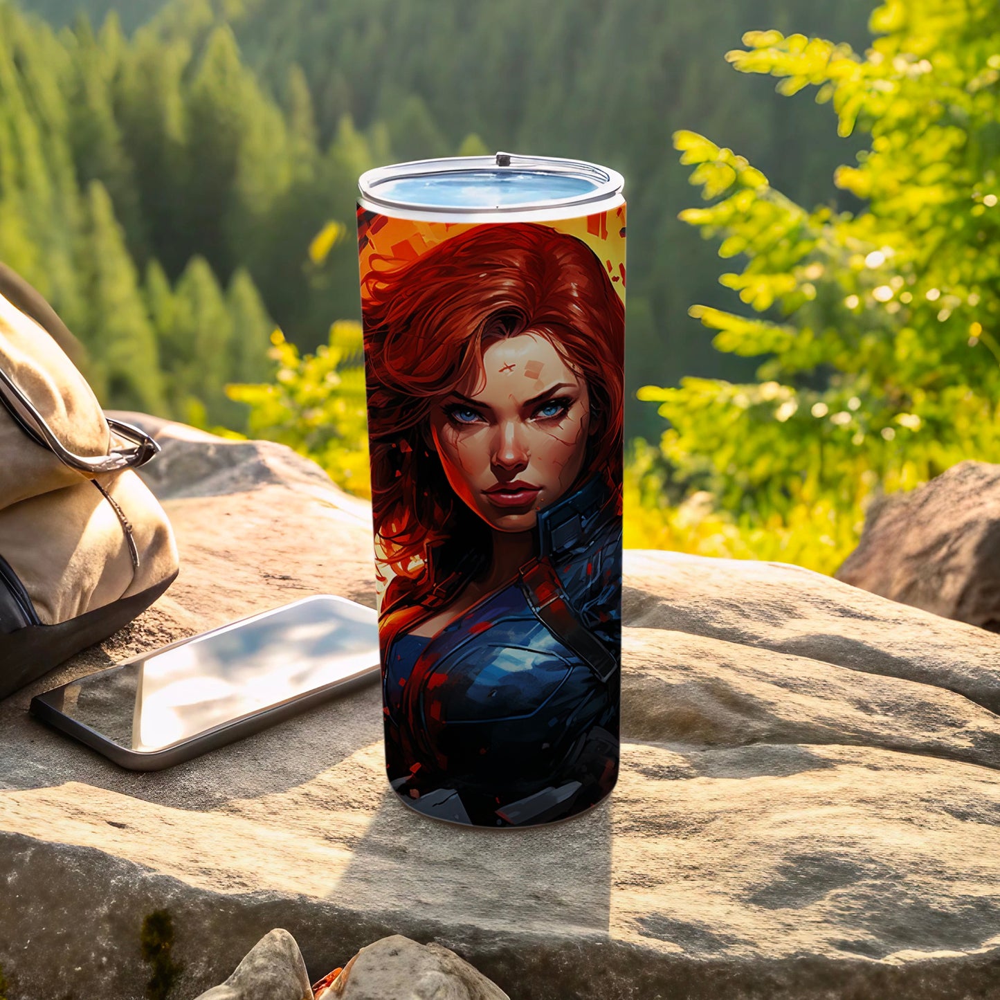 Fierce Red-Haired Warrior Graphic Tumbler