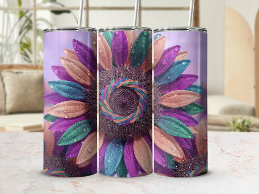 Colorful Dew-Kissed Flower Design Tumbler