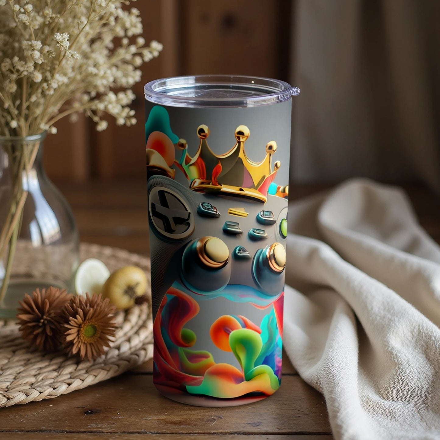 Vibrant Colorful Gaming Controller Tumbler Product