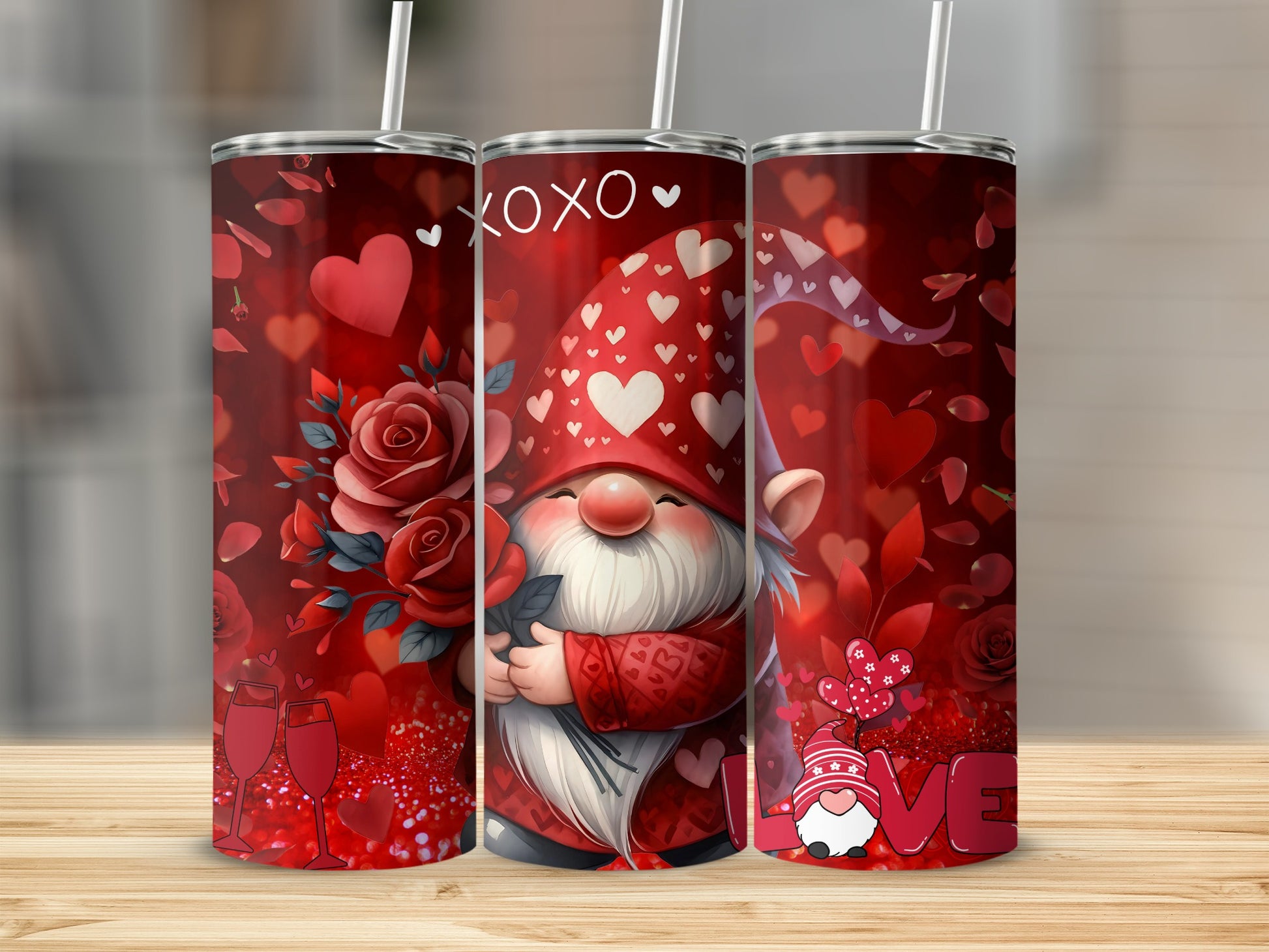 Valentine's Gnome Red Heart Love Tumbler Cup Product