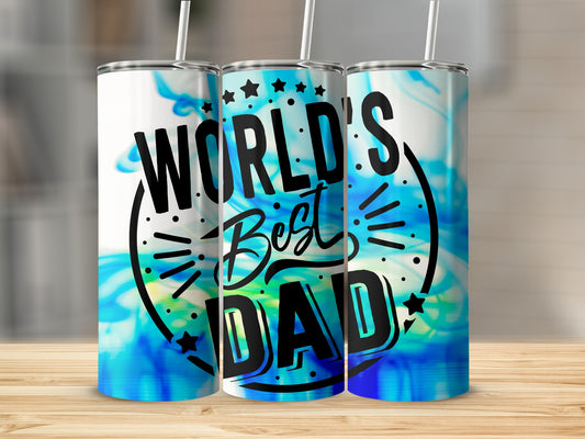 World's Best Dad Blue Graphic Print Tumbler