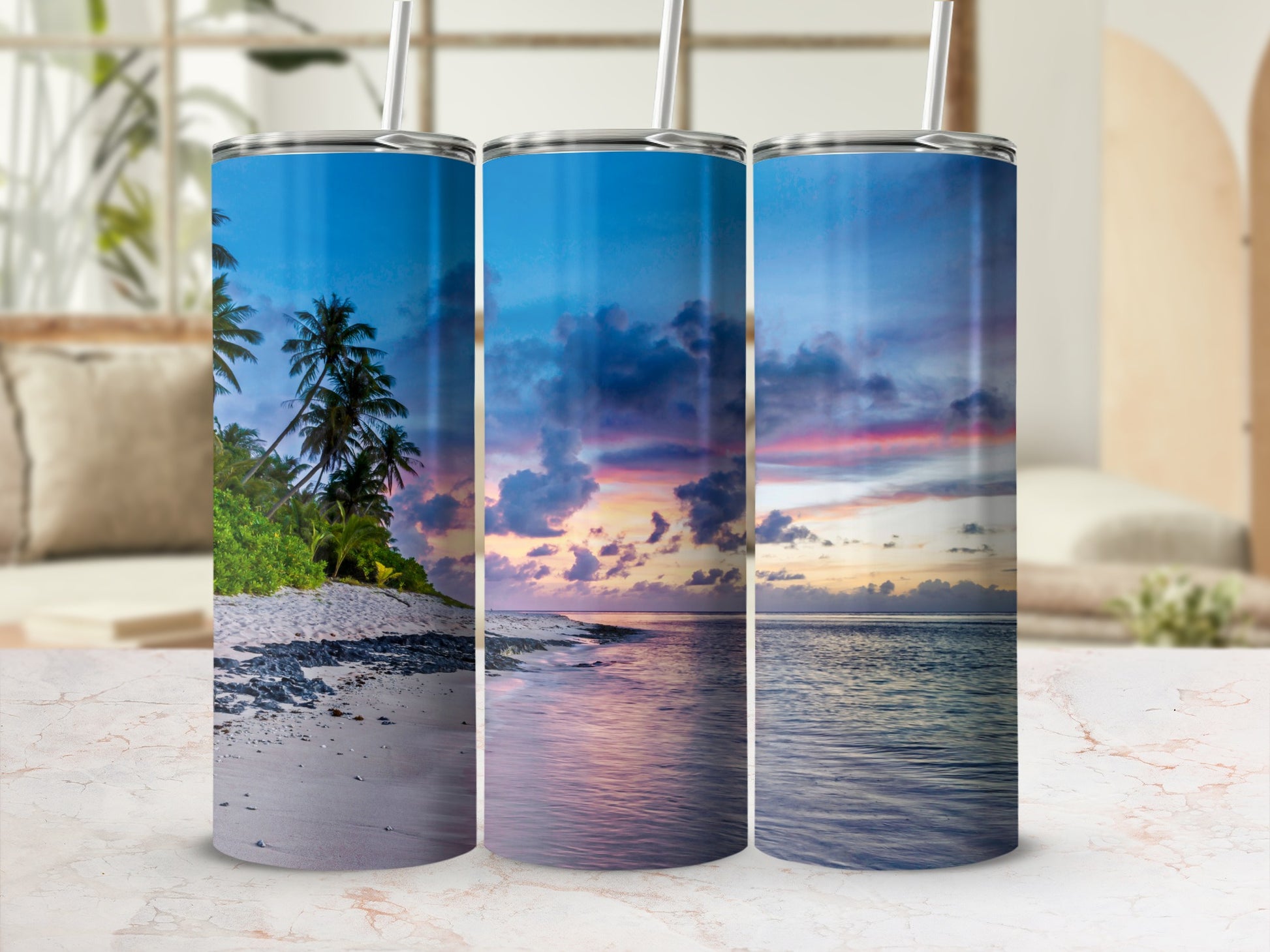 Scenic Tropical Beach Sunset Insulated Tumbler