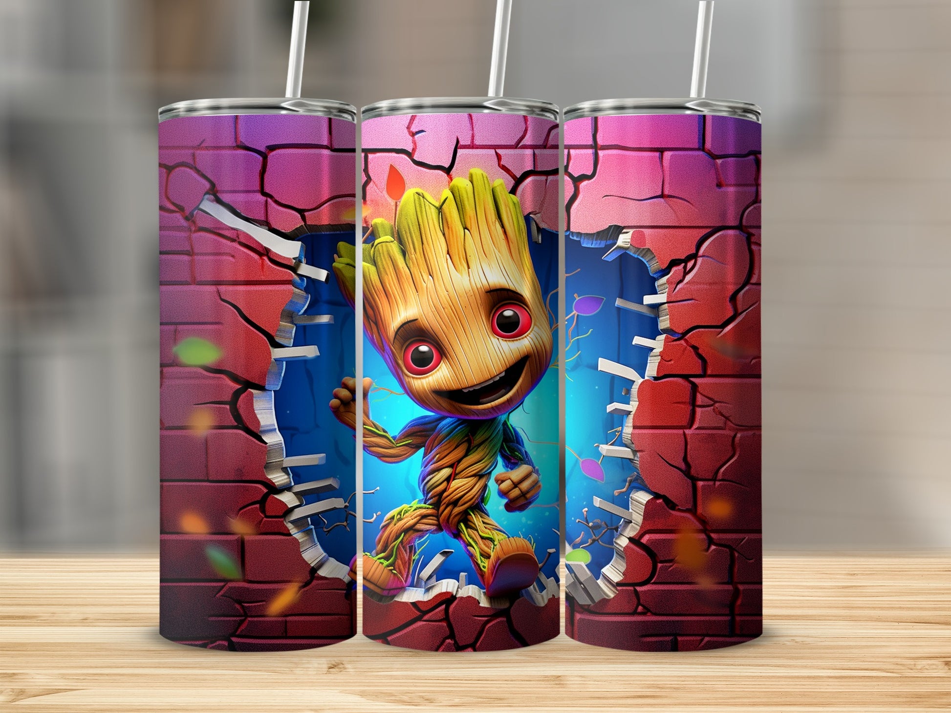 Cute Wooden Character Cartoon Graphic Tumbler