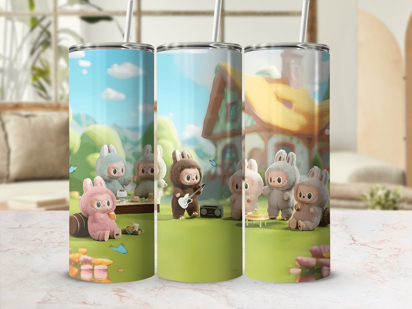 Cute Bunnies in Nature Scene 20oz Tumbler Cup