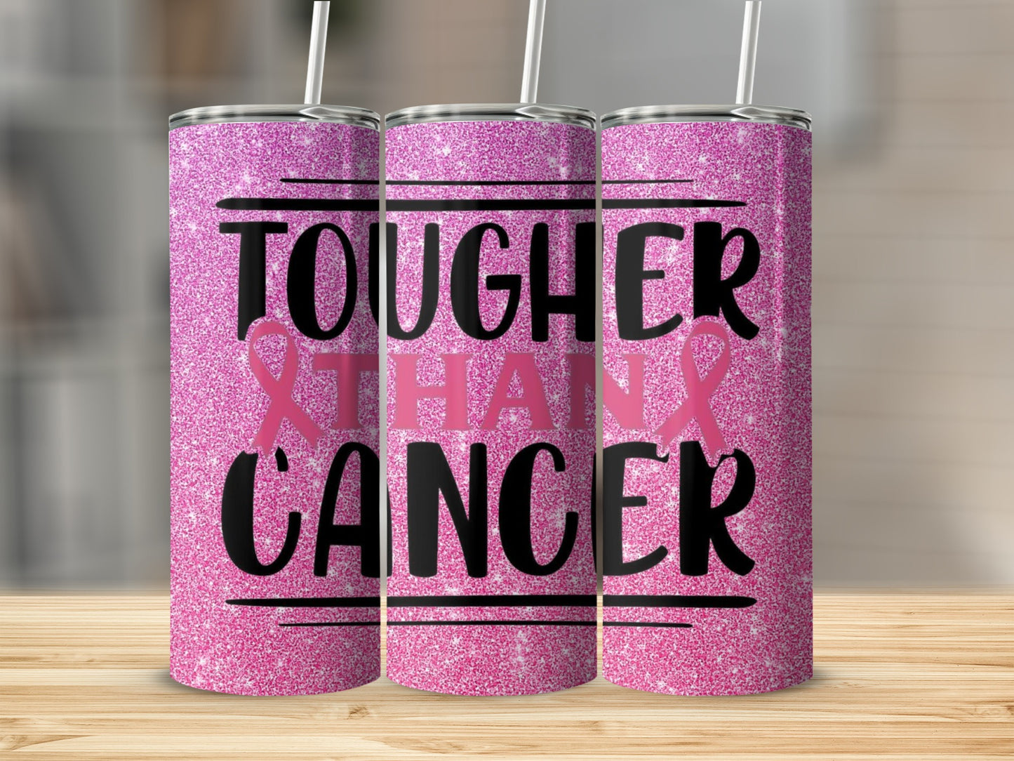Tougher Than Cancer Inspirational Pink Tumbler