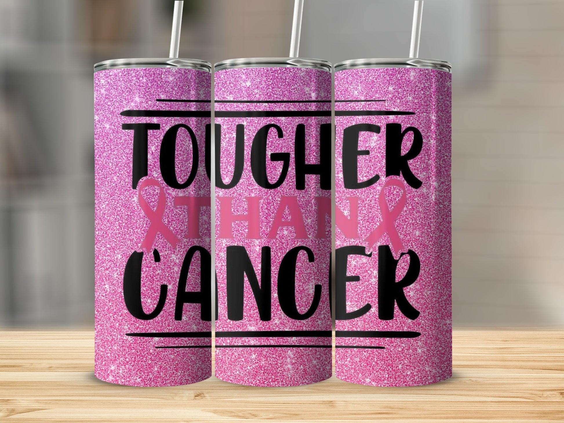 Tougher Than Cancer Inspirational Pink Tumbler