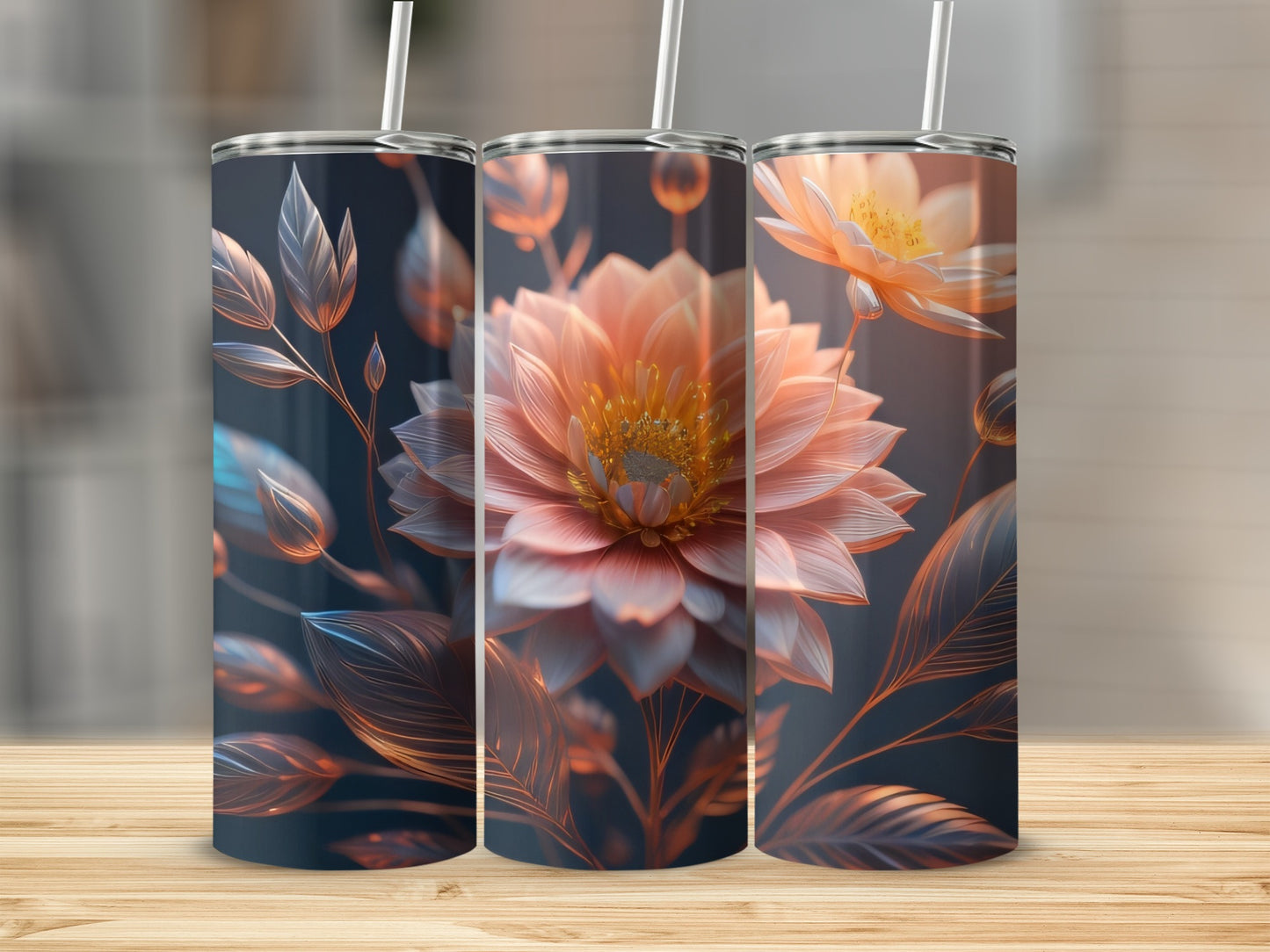 Elegant Floral Design Stainless Steel Tumbler for Daily Use