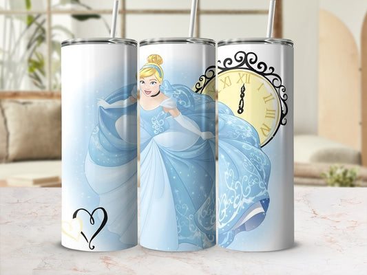 Cinderella Inspired Tumbler with Clock Design
