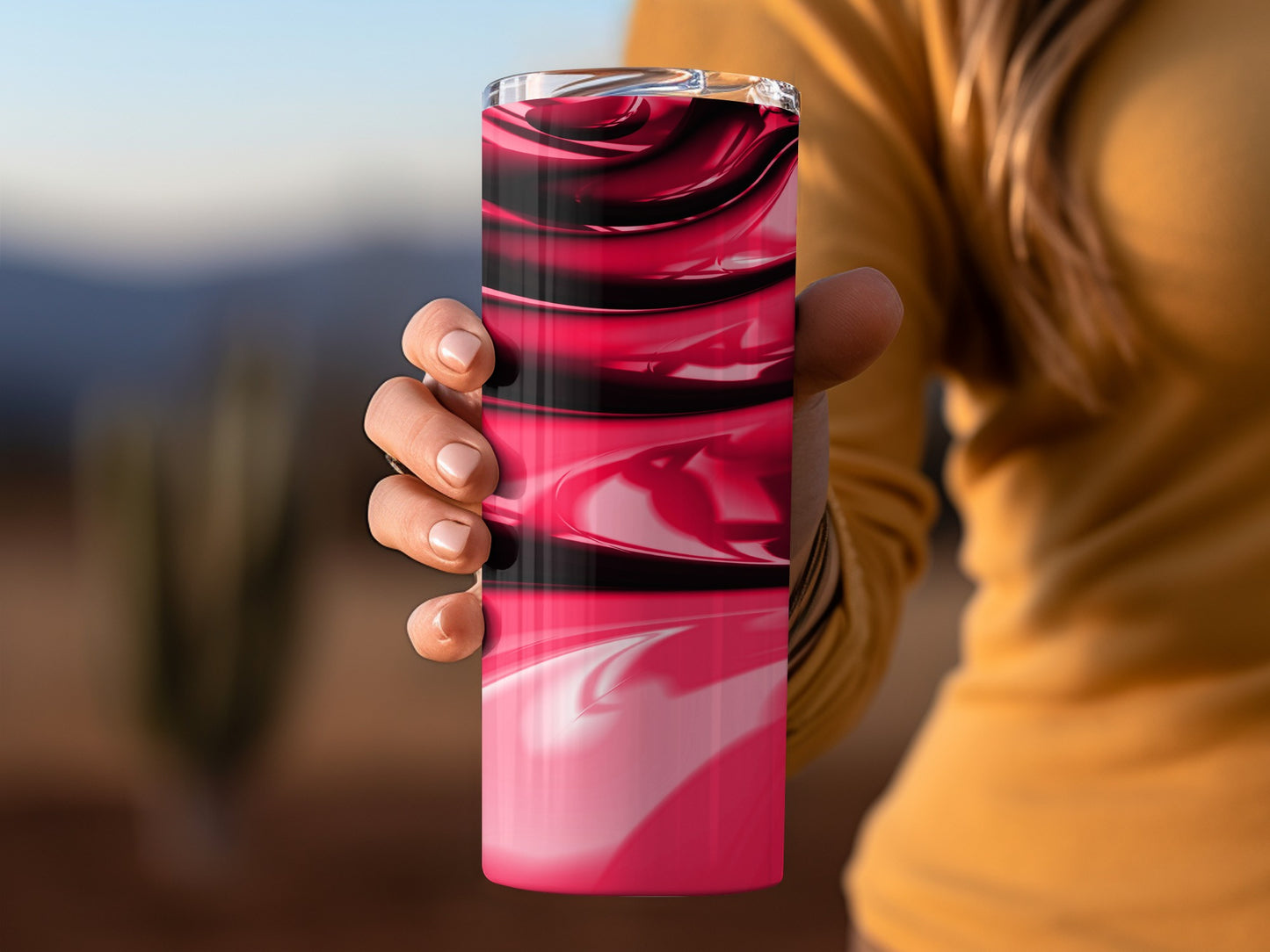 Abstract Shiny Swirls Crimson and Black Background Tumblers