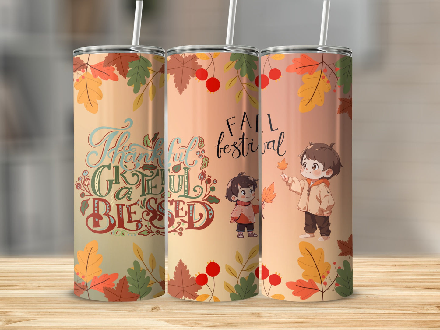 Thankful Grateful Blessed Fall Festival Tumbler Cup