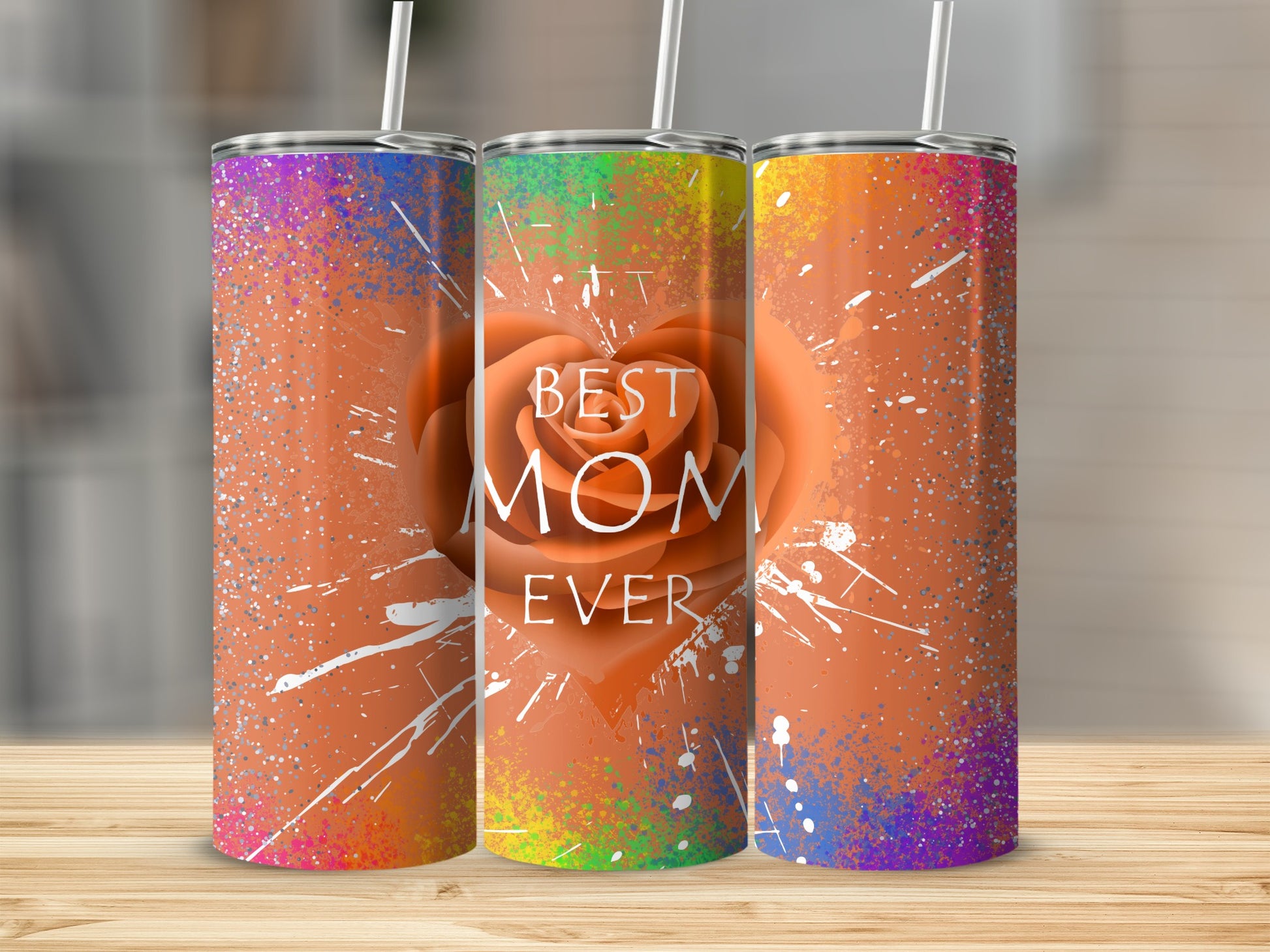 Colorful Best Mom Ever Design Tumbler Product