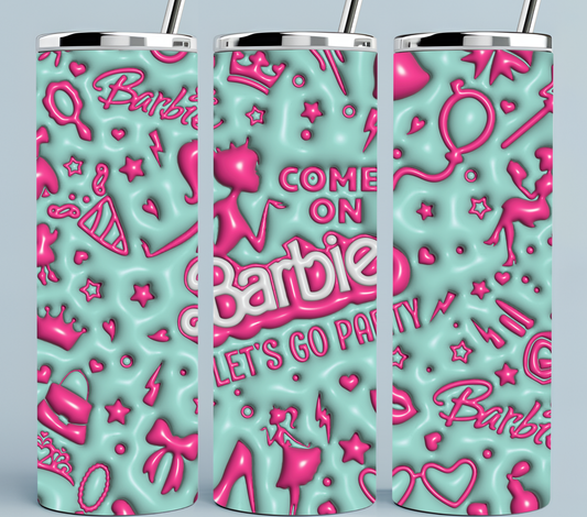 Teal and Pink Barbie tumbler