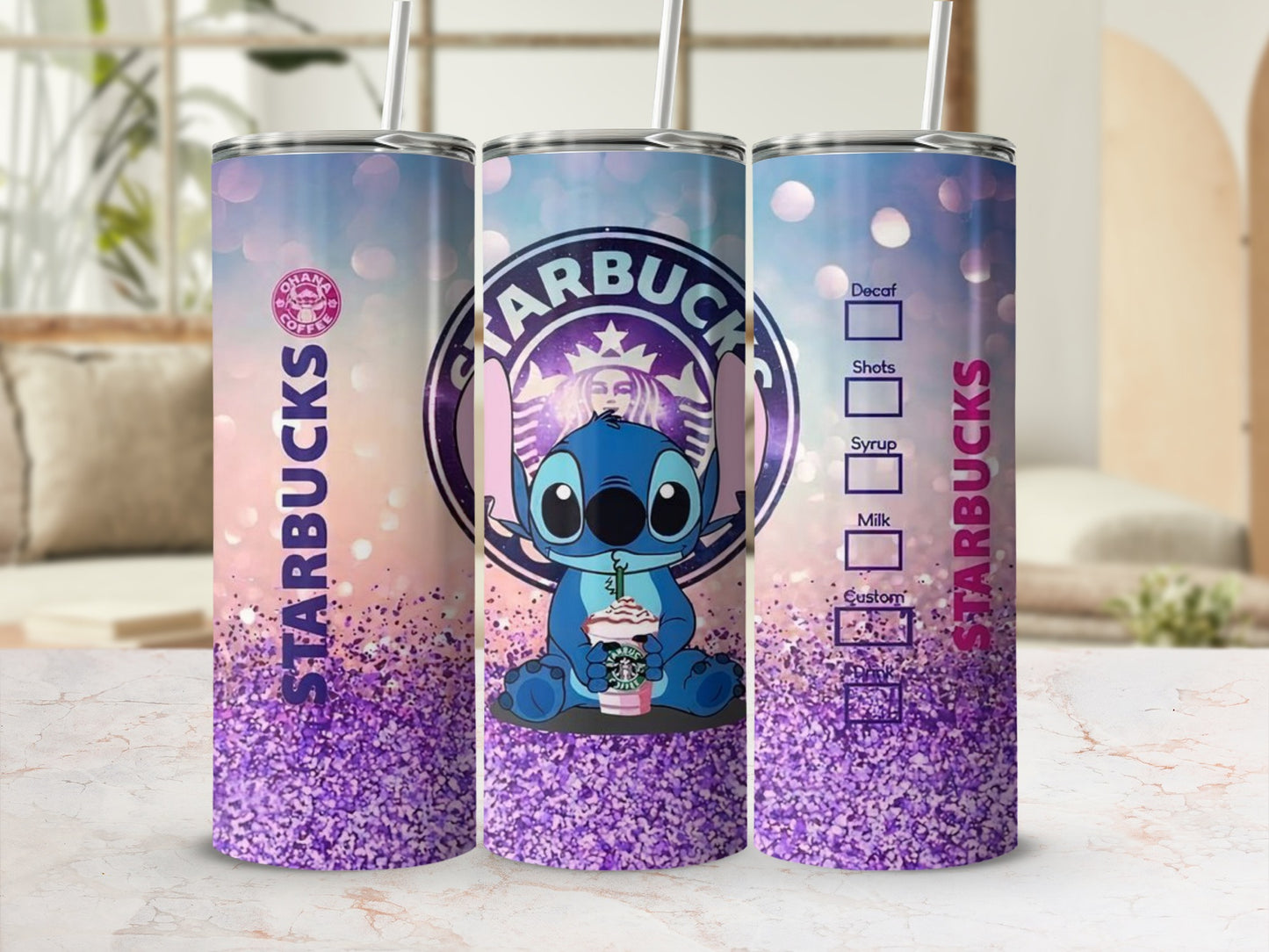 Starbucks Stitch Glitter Tumbler Insulated Cup