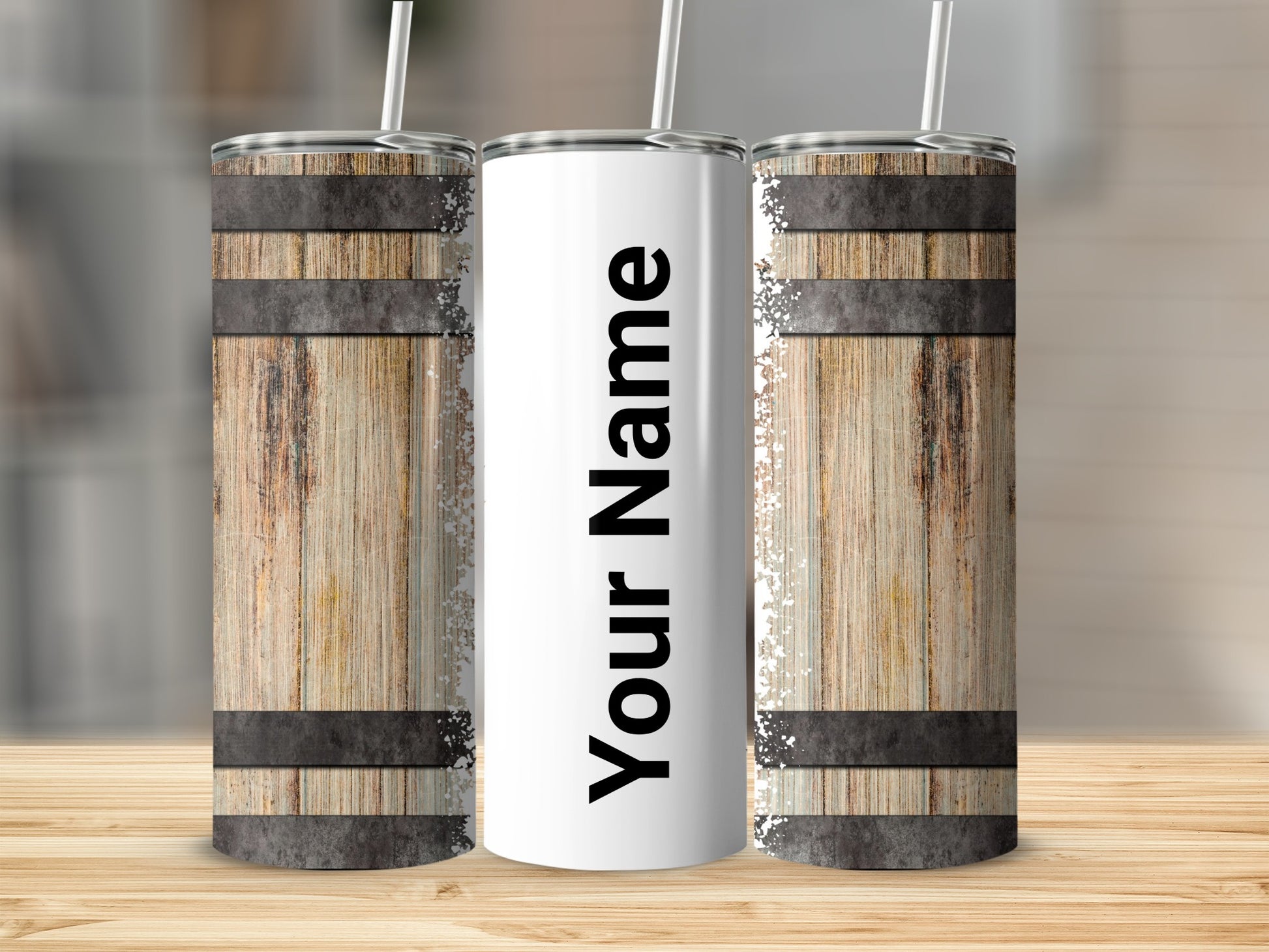 Personalized Rustic Design Tumbler with Custom Name Option