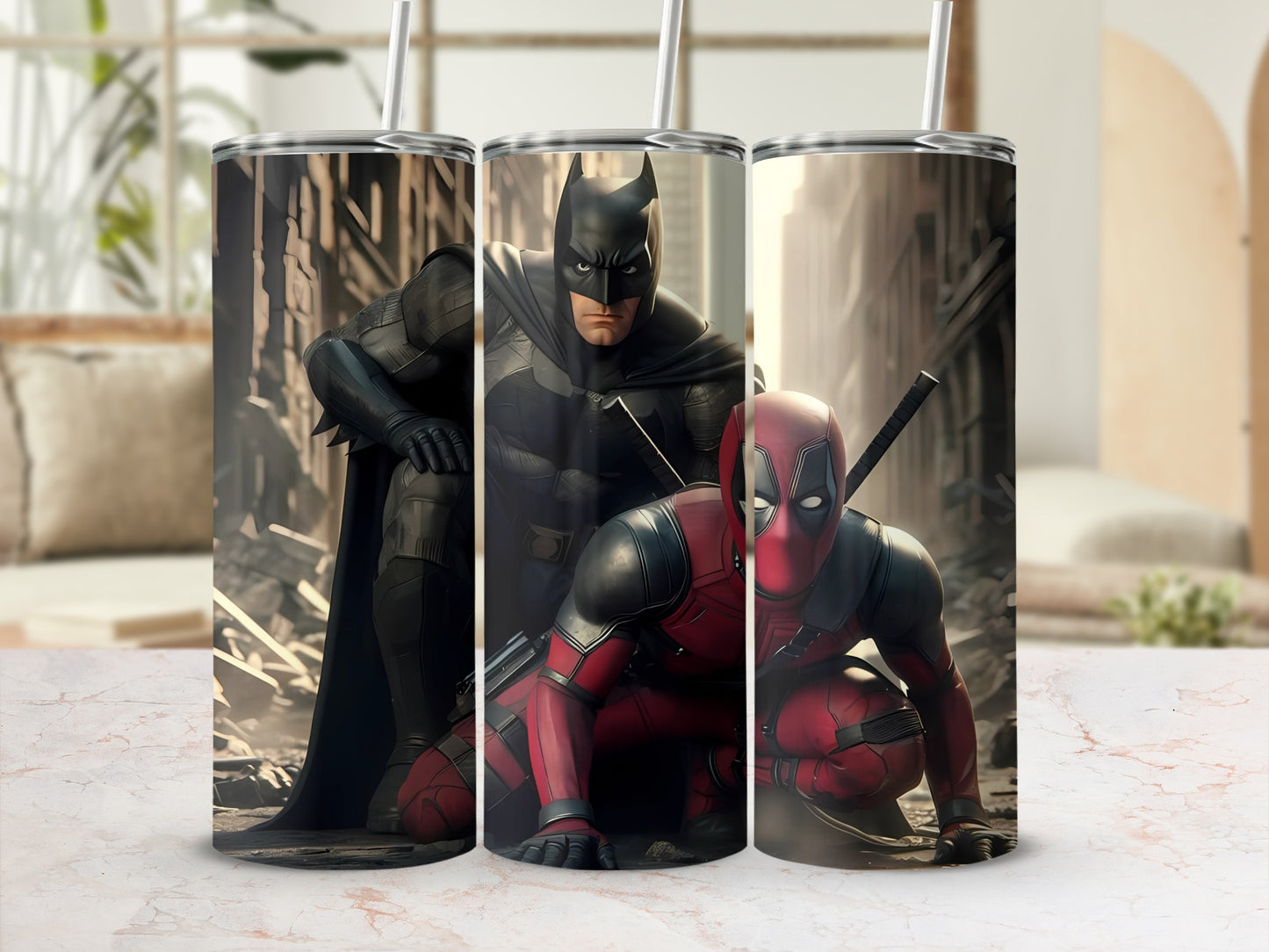 Batman and Deadpool Custom Printed Tumbler Product