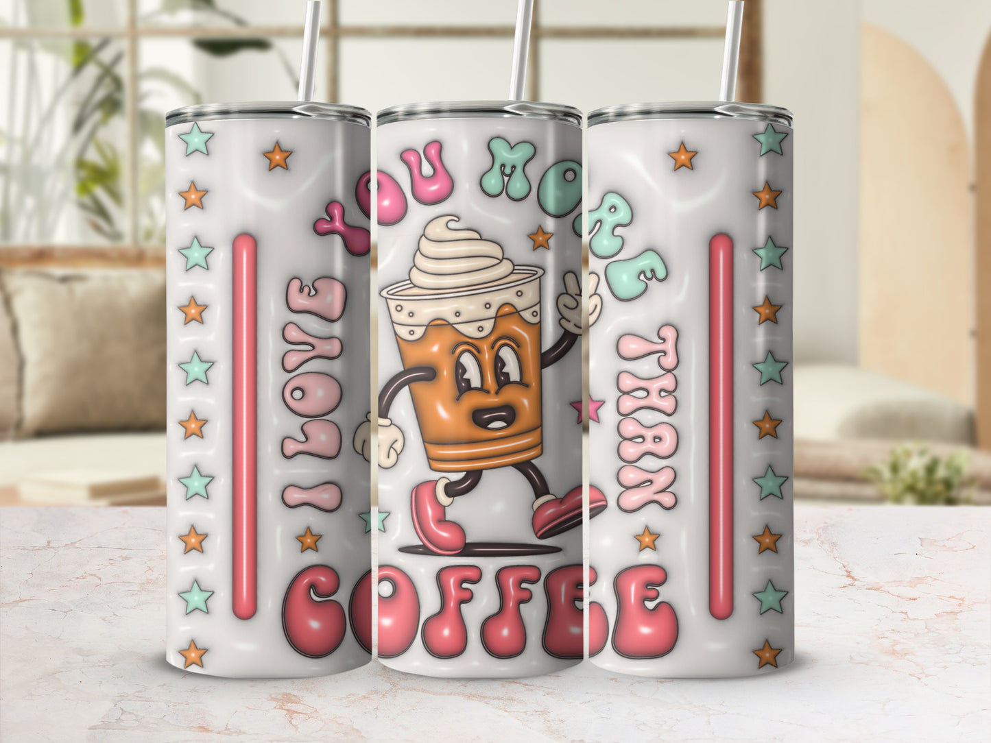 I Love You More Than Coffee Whimsical Travel Tumbler