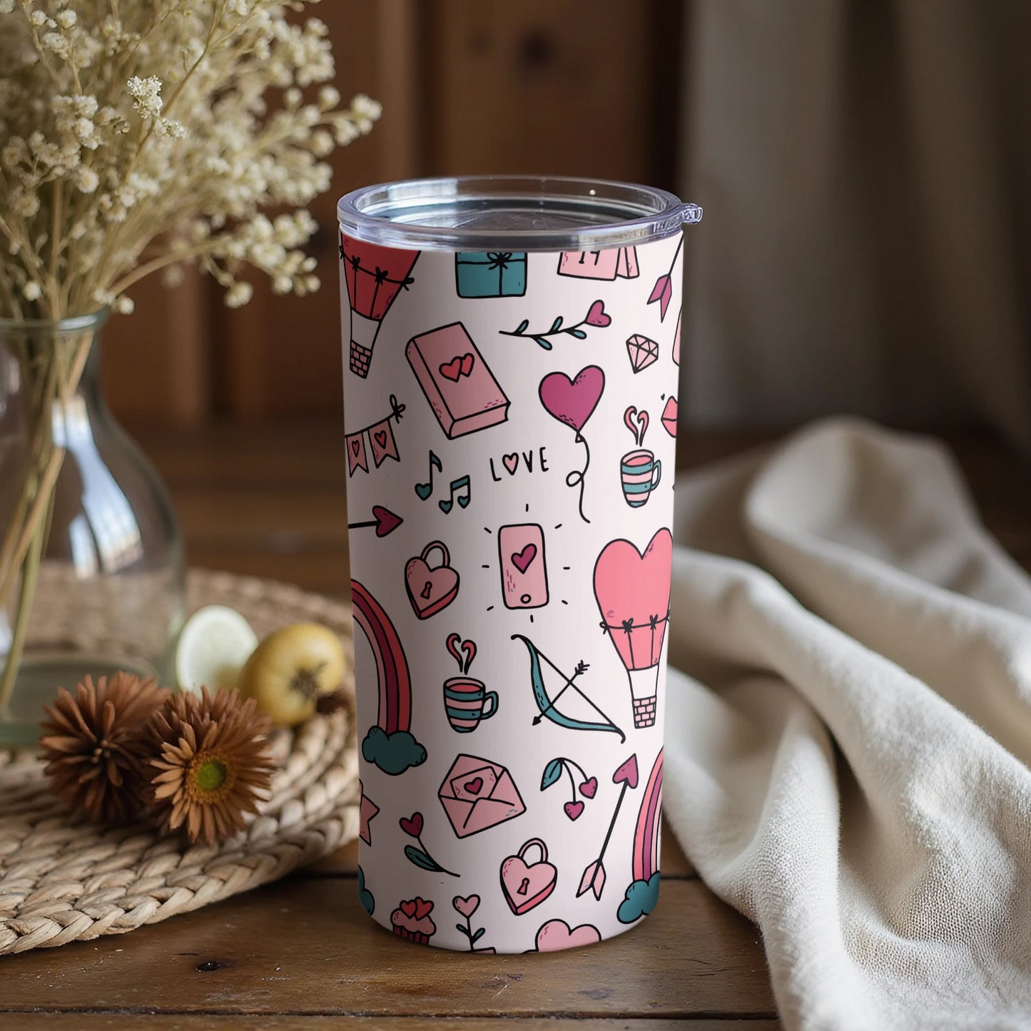 Cute Love Art Pattern Insulated Tumbler
