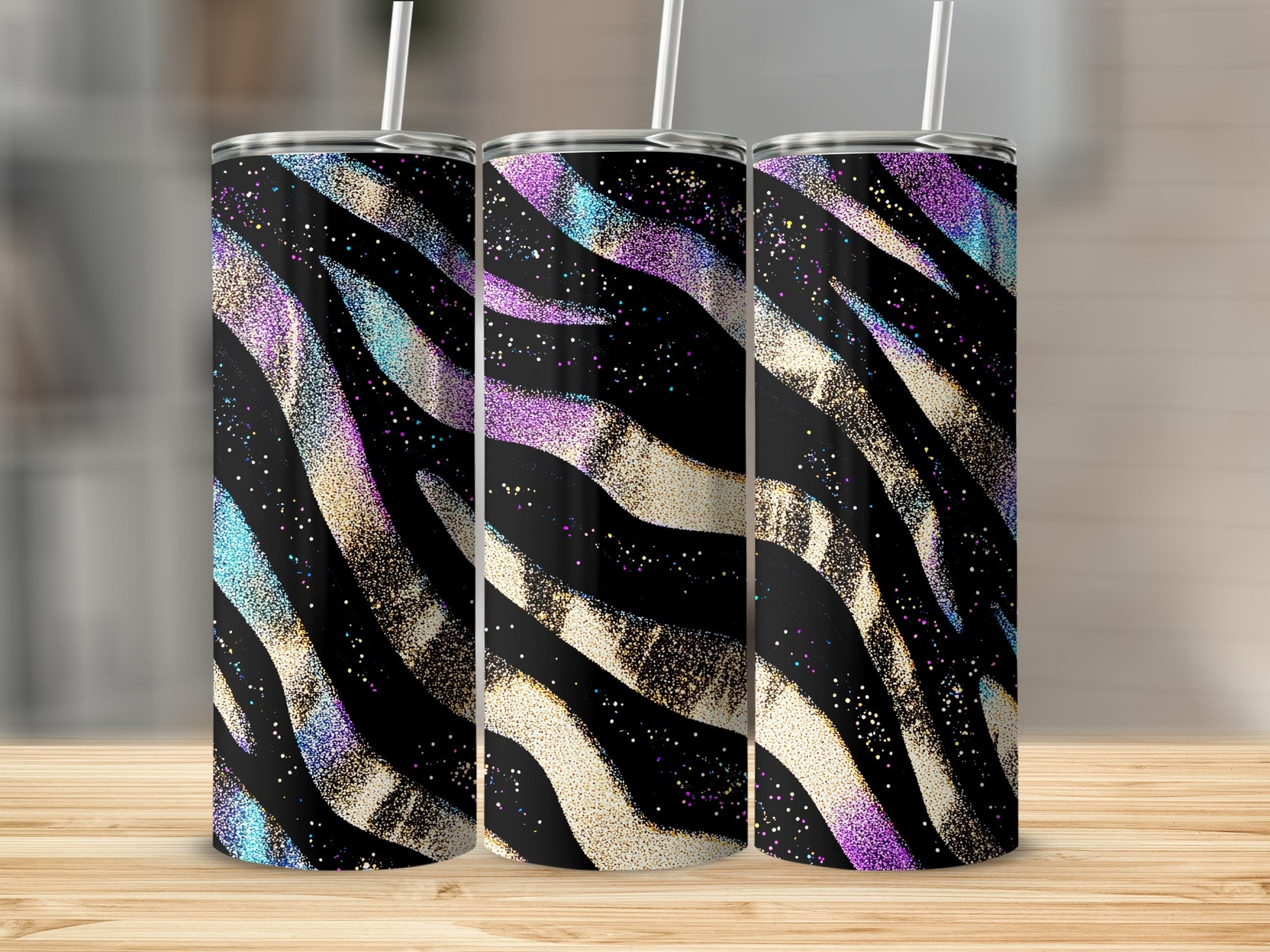 Colorful Abstract Glitter Design Tumbler