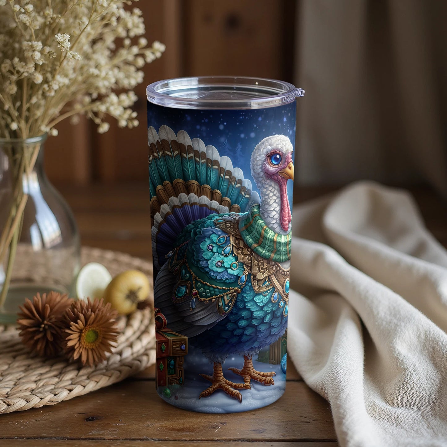 Beautiful Festive Turkey Design Insulated Tumbler