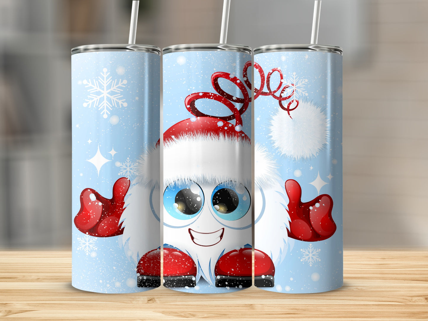 Cute Snowman with Santa Hat Festive Holiday Tumbler