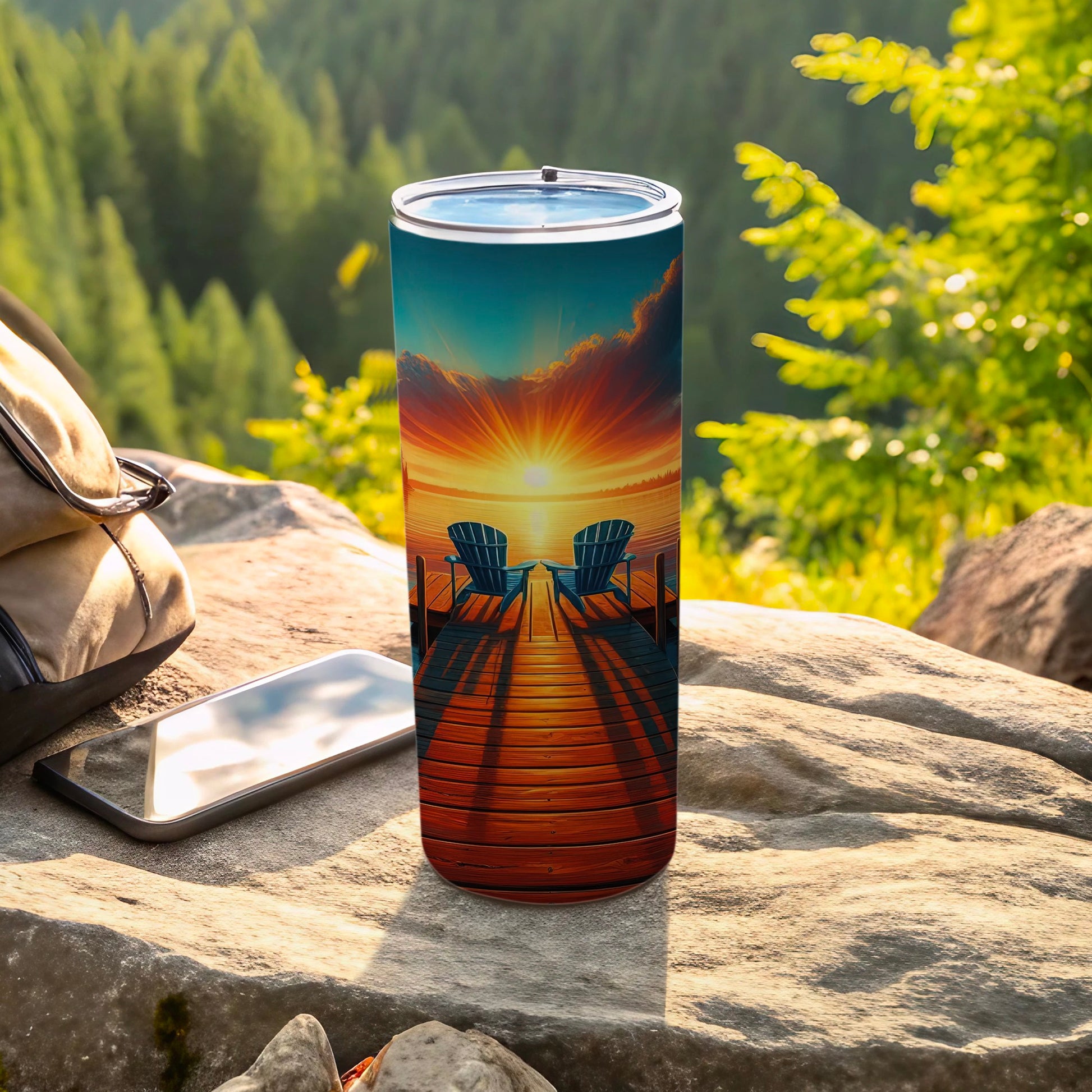 Adirondack Chairs Sunset Lake Dock tumbler product type