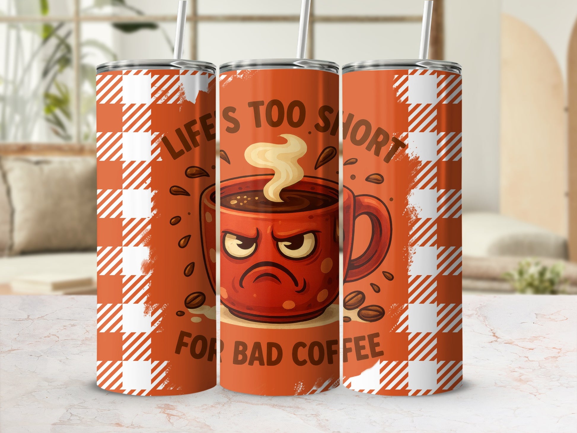 Grumpy Coffee Cup Life's Too Short For Bad Coffee Tumbler product type