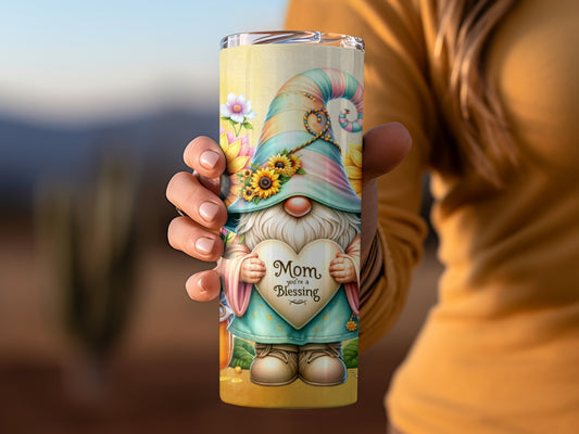 Mom You're a Blessing Gnome Tumbler Cup Flask