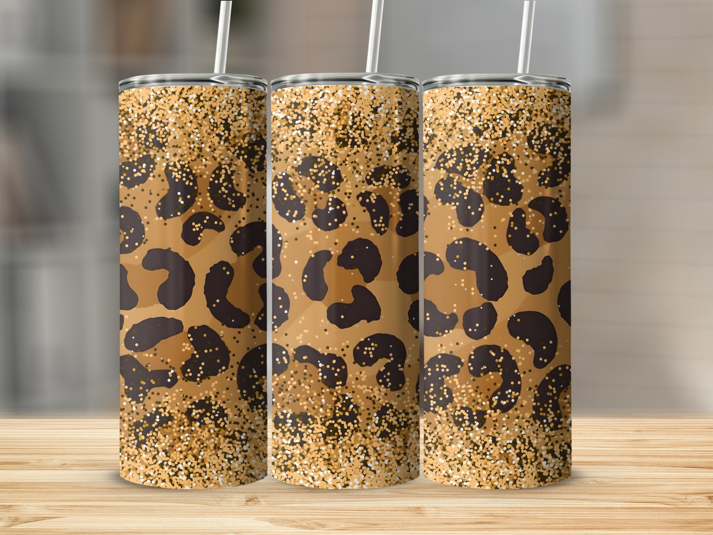 Leopard Print Glitter Tumbler product