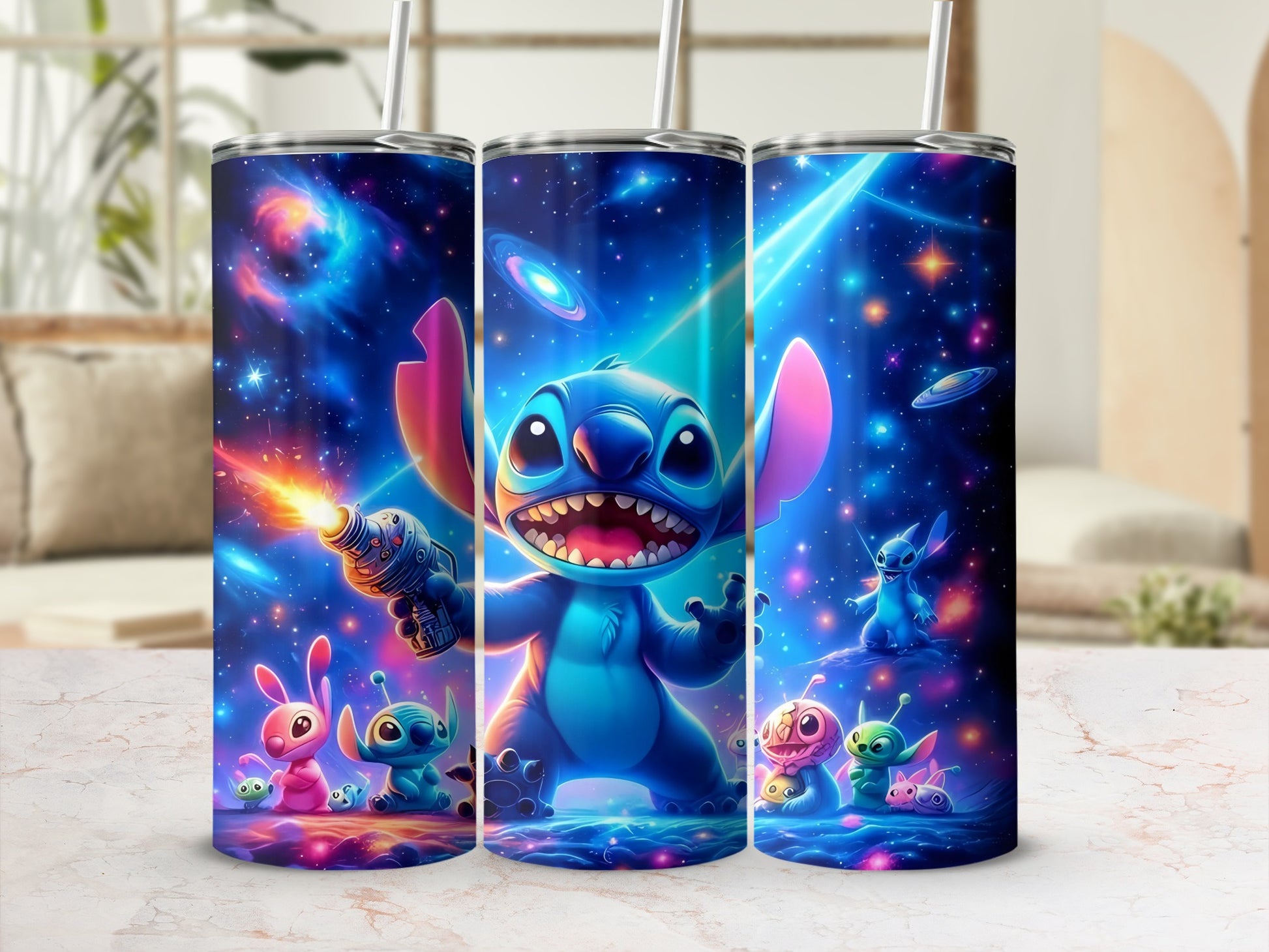 Vibrant Galactic Character Art Travel Tumbler Cup
