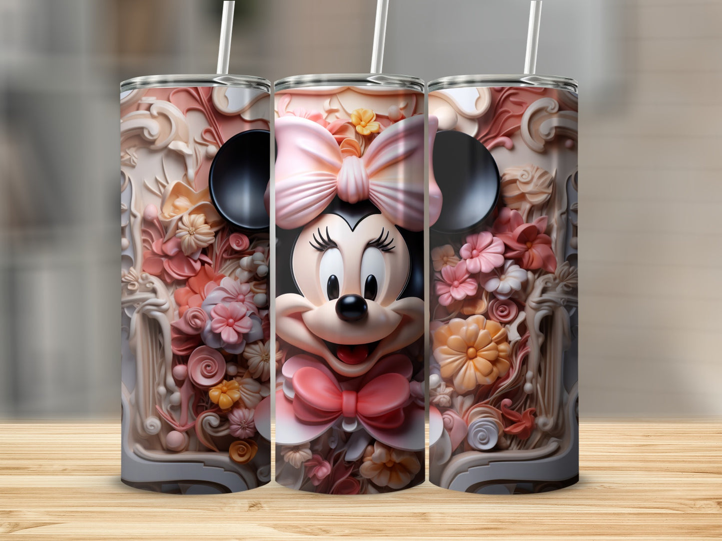 Cute Minnie Mouse Themed Stainless Steel Tumbler Product