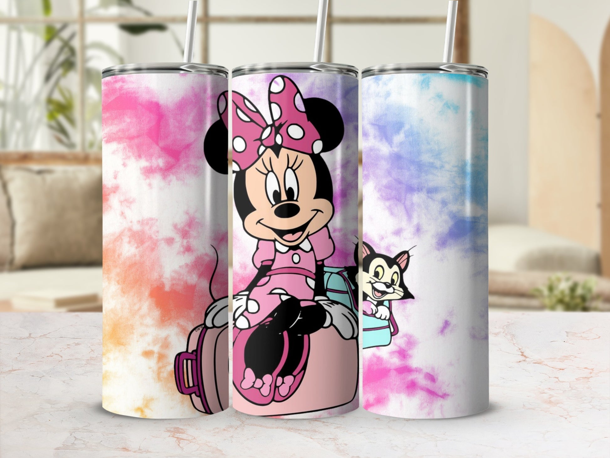 Minnie Mouse Tumbler with Colorful Backgrounds