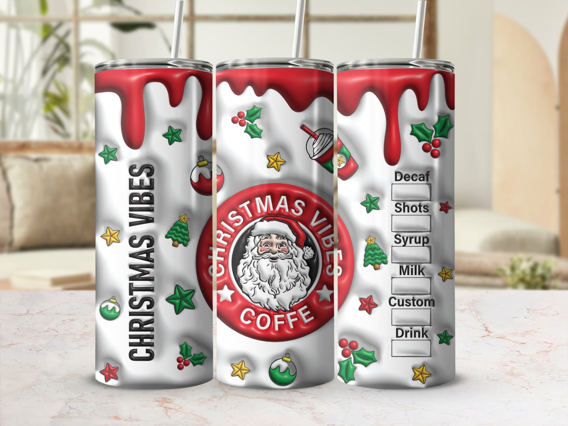 Christmas Vibes Coffee Tumbler for the Holiday Season
