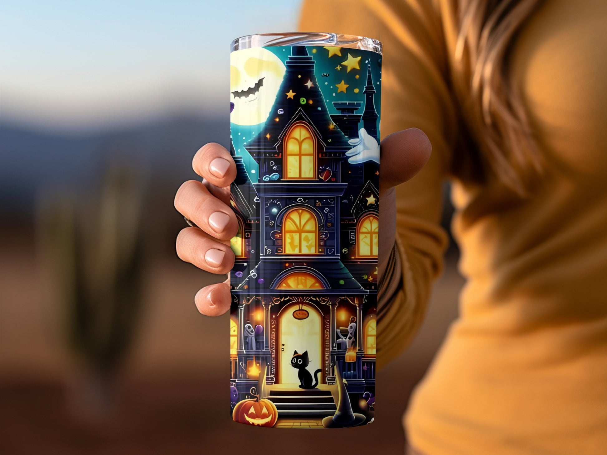 Spooky Haunted House Design Halloween Drinkware Product