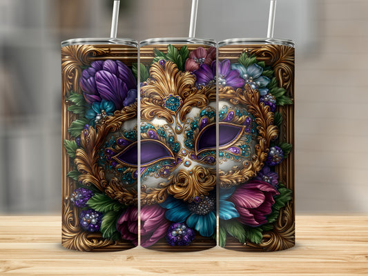 Beautifully Designed Festive Mask with Flowers Tumbler