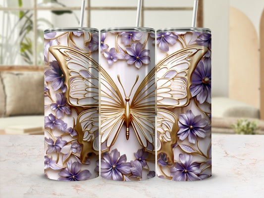 Golden Butterfly Purple Flower Elegant Tumbler product type