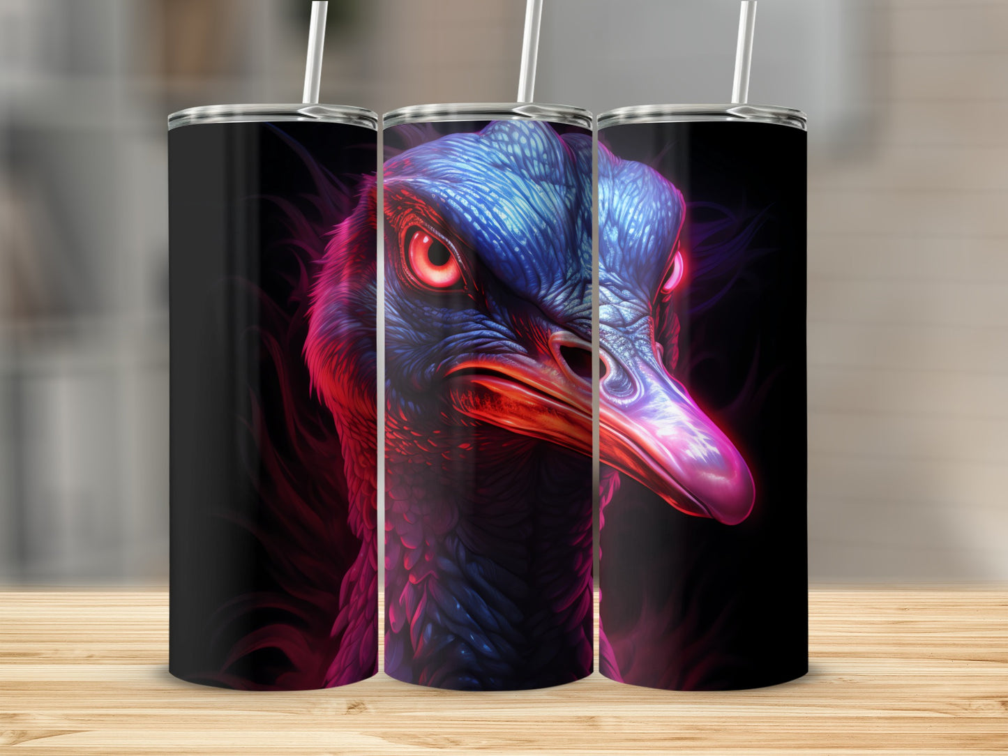 Intense Exotic Avian Head Red Glowing Eyes Vivid Dark product type