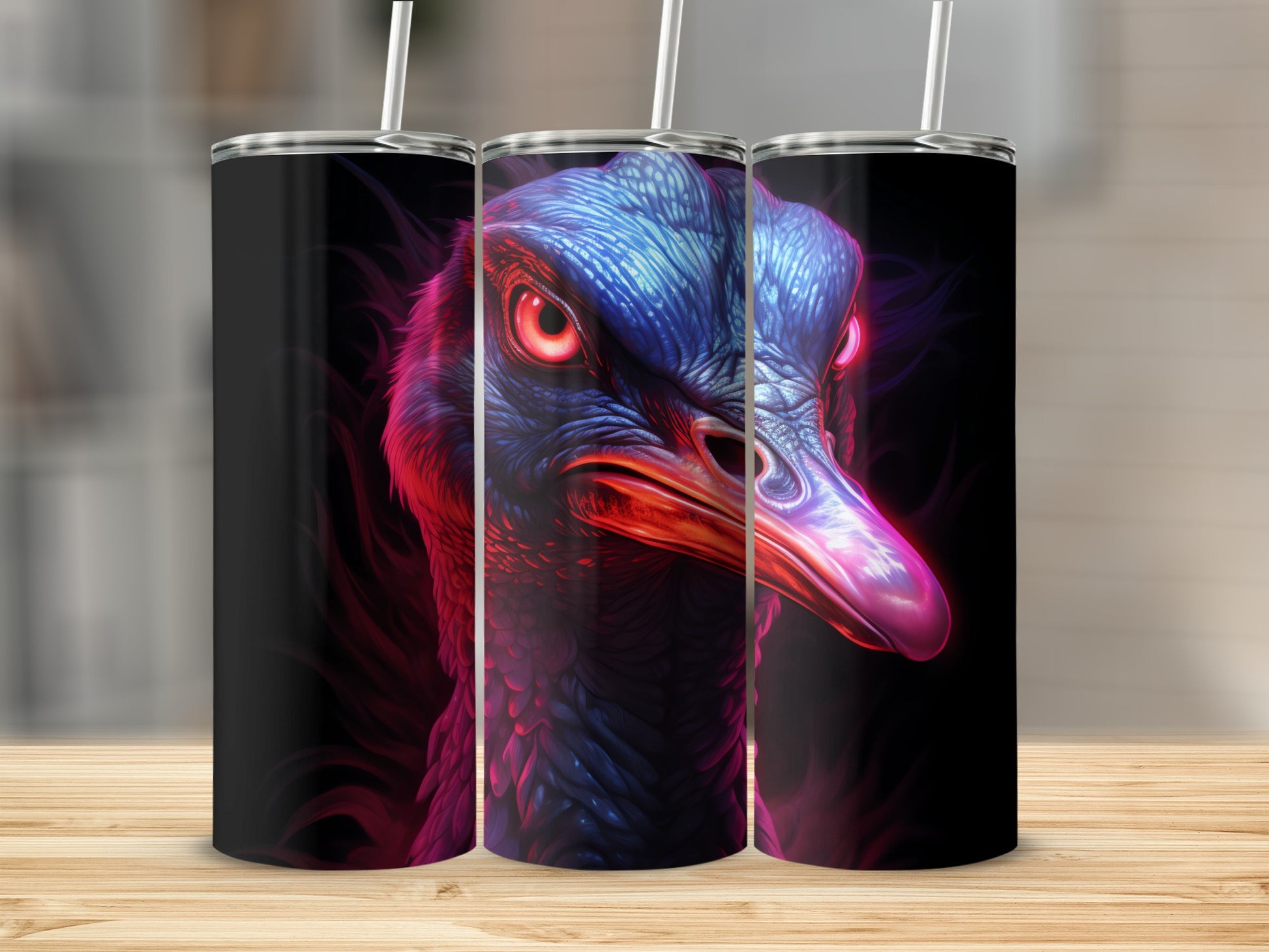 Intense Exotic Avian Head Red Glowing Eyes Vivid Dark product type