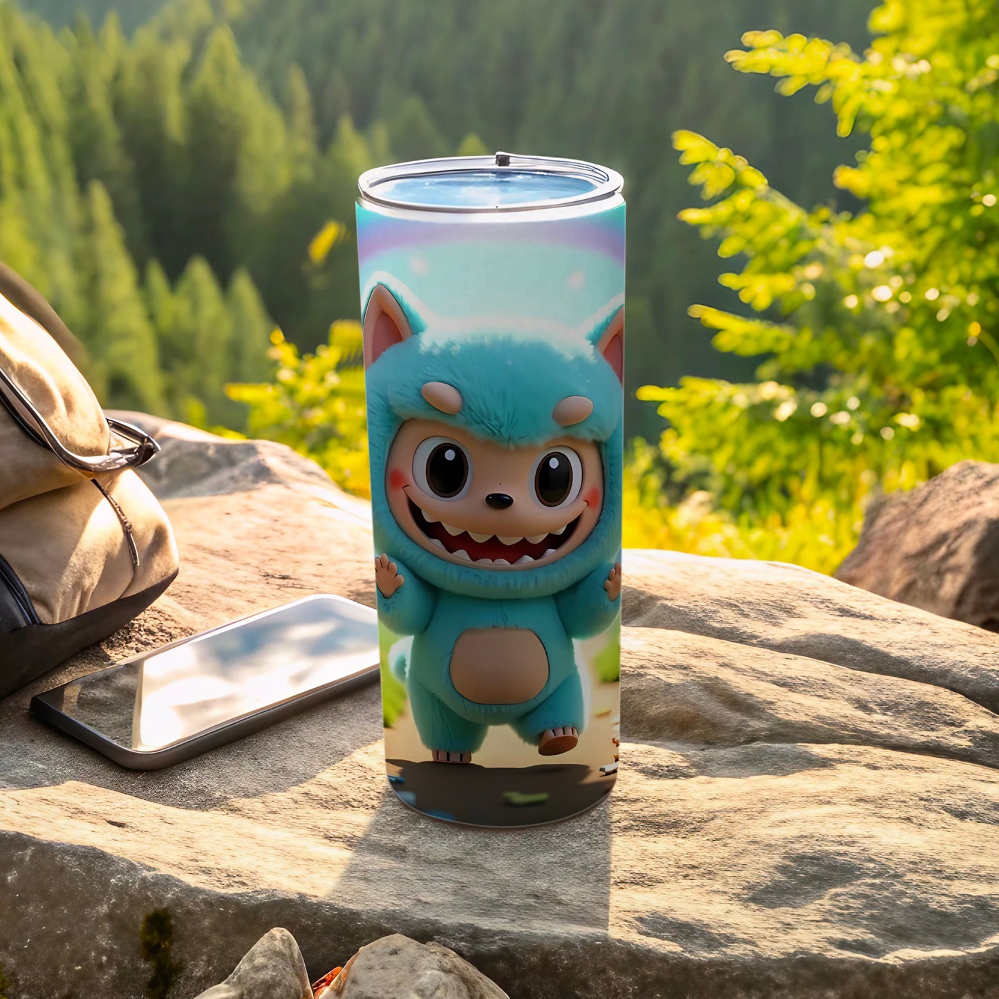 Cute Blue Cartoon Character Themed Tumbler Cup