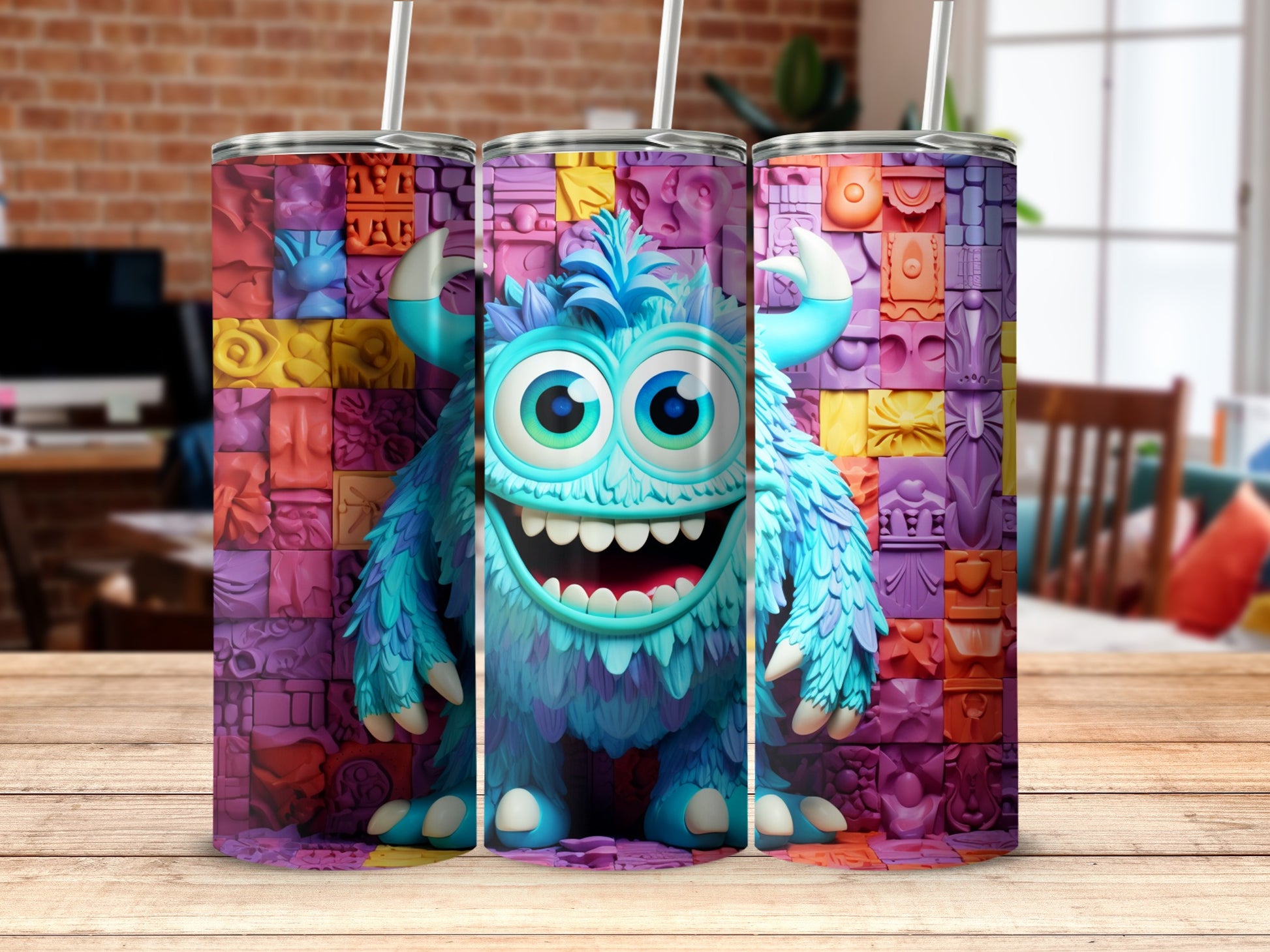 Cute Monster Art Colorful Tumbler for Kids and Adults