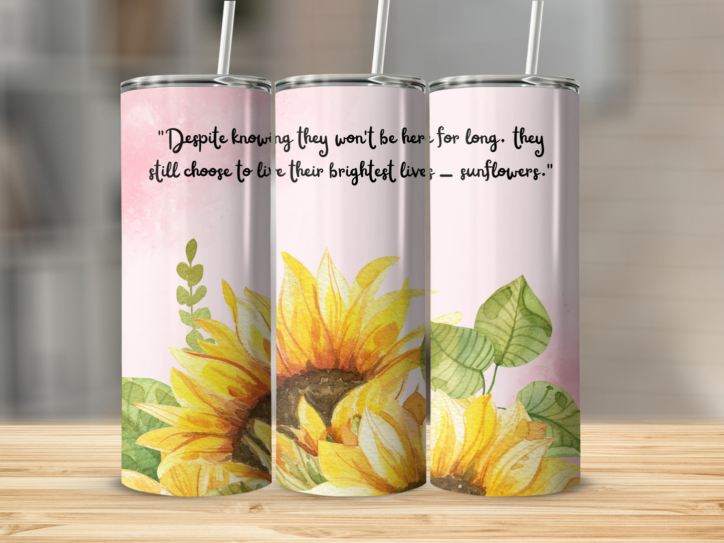 Sunflower Design Bright Life Quote Tumbler
